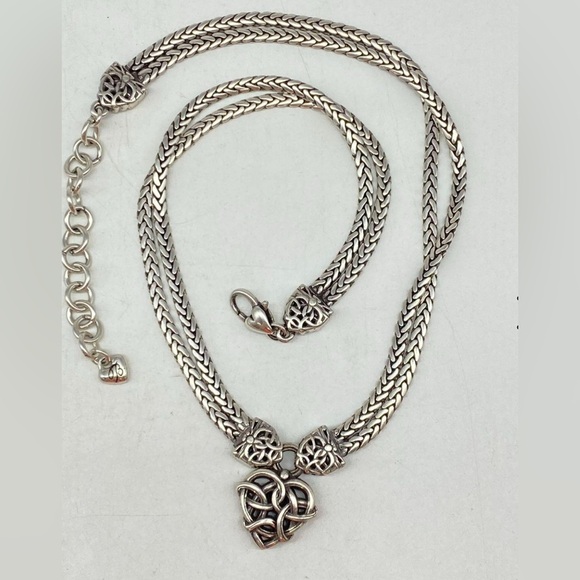 Brighton ❤️ Silver Plated Celtic Heart Knot Necklace With Brighton Bag - Retired - Picture 4 of 7